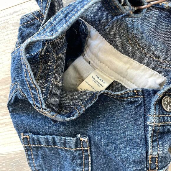 Oshkosh Bgosh Denim Overalls Rainbow Heart Patch Retro Girly Colorful Blue Jean - Picture 7 of 8